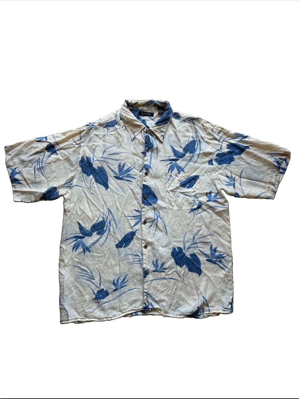 100% Silk Floral Button Up Shirt XL Coastal Resort Vacation Festival Boho Kawaii - Picture 5 of 9